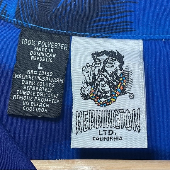 Vtg Kennington Mens Shirt Blue Large Button Up Hawaiian Beach California Island - Picture 4 of 7